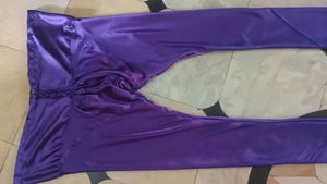 Pruple Satin Gown With Pant