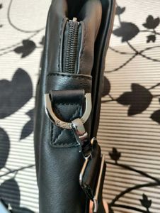 Classic Black Leather Side Bag for Men