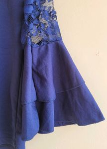 Navy Blue Flared Sleeve Top