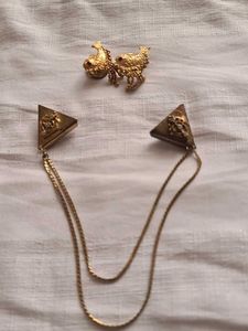 Gold Fish Earrings with stylish Color Button