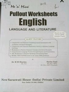Me &#39;n&#39; Mine Pullout Worksheet English Class 10th