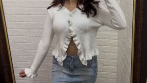 Ruffle Trim Cardigan
