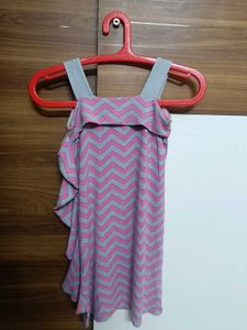 Imported Chevron Print Pink Dress