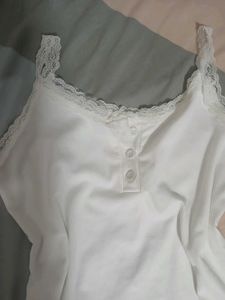 White Lace Trim Tank Top
