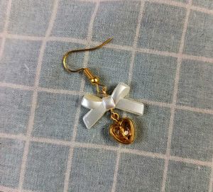 Beautiful Handmade Pearl Bow Earrings with Heart