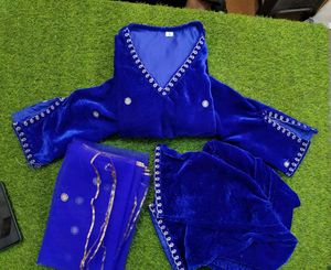 vibrant royal blue Velvet suit