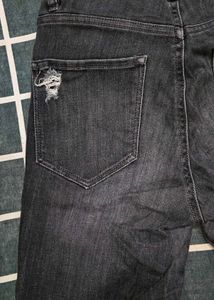 Women Grey Ripped Mom Jean