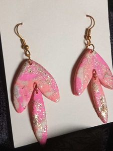 Pink Marble Dangle Earrings