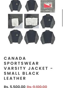 CANADASPORTSWEARVARSITY JACKET -SMALL BLACKLEATHER