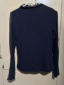 Navy Blue SHEIN Ribbed Long Sleeve Top 👚✨