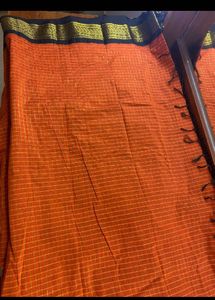 Cotton saree sungudi orange