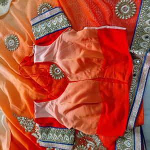 Elegant Orange Ombre Saree