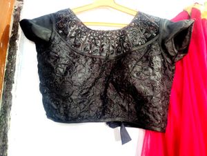 Red &amp; Black Lehenga Choli Set