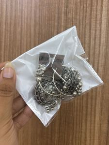Boho Silver Jhumka Earrings