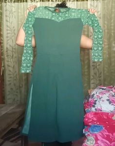 Green Lace Sleeve Dress