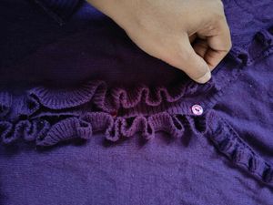 Cute Purple Ruffle Cardigan