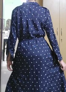Navy Polka Dot Midi Shirtdress