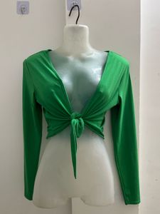H&M Green Front Tie Top