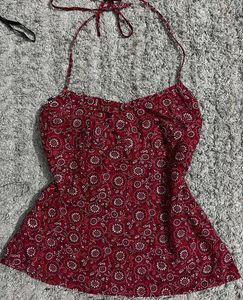 Ann Taylor LOFT petites Red Bandana Halter Top