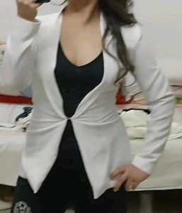 White Blazer With Snatched Fitting