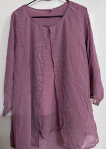 Dusty Rose Embellished Chiffon Topper