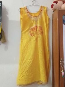 Yellow Tree Design Kurti