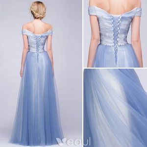 Elegant Evening A-line Off The Shoulder Sky Blue