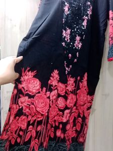 Elegant Black And Red 🔴kurti Duppata