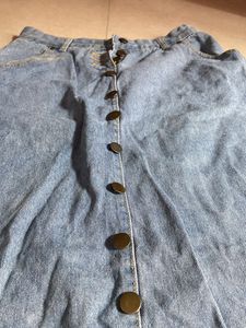 Vintage Denim Button-Front Skirt