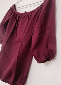 Maroon Off-the-Shoulder