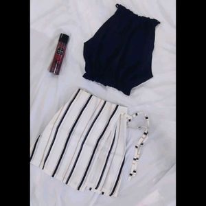 Solid Top With Striped Skirt
