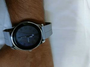 Elegant Titan Black Dial Watch with Grey Strap – S