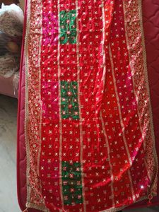 Women Embellished Bridal Bandhani Phulkari Dupatta