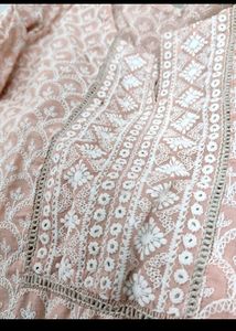 Peach Colour Chikenkari Kurti 🌼