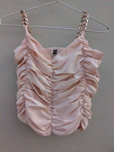 Ruched Chain Strap Crop Top