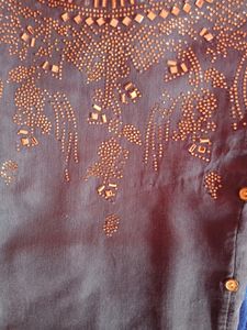 Party Wear Kurta With Plazo Grey Colour L Size