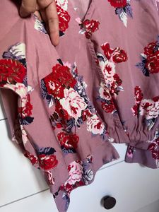 Pink Floral Crop Top