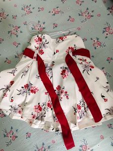 Floral Dress with Red Sash
