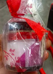 Set Of 2 Scented Jar Candles White And Rani Pink