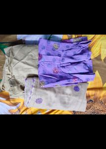 Purple Cream Ethnic Wear With Dupatta
