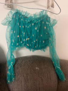 Emerald Green Sheer Floral Top