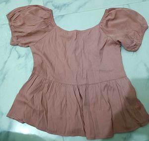 Cute Pink Peplum Top For Women