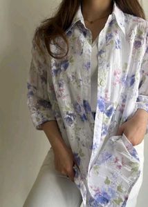 Floral Print Oversized Shirt