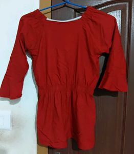 Red Ruffle Sleeve Top