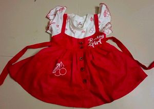 New Red And White Colour Frock