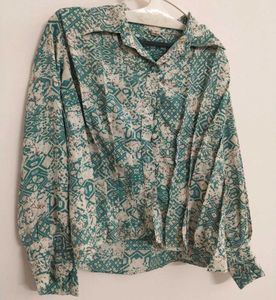 Peplum Patterned Green Shirt