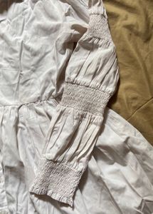 White Shirt Dress With Balloon Sleeves