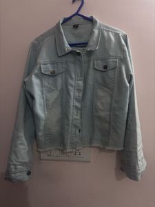 Light Blue Cropped Denim Jacket