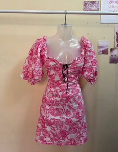 Pink Floral Mini Dress