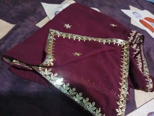 Maroon Dupatta with Gold Detail